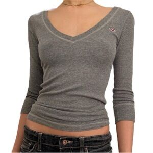 Hollister Gray 3/4 Quarter Sleeve Top Y2K Elena Gilbert Bella Swan